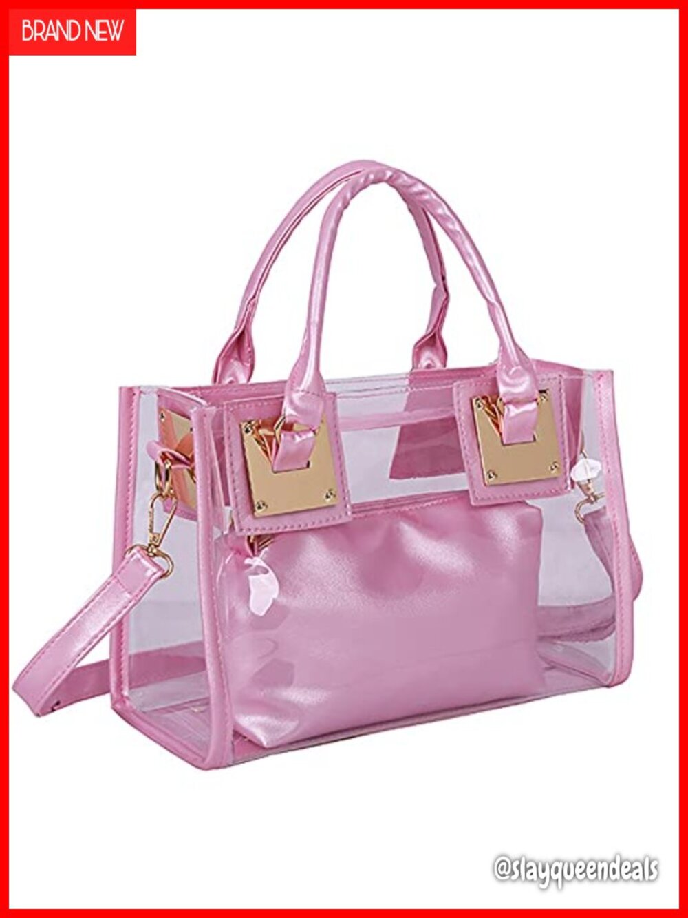 Clear Transparent Crossbody Bag PVC Satchel Shoulder Handbag 2Pcs Set
